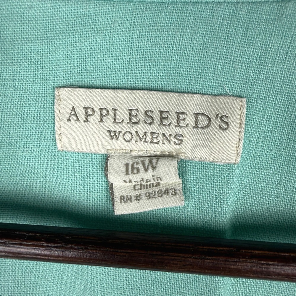 Appleseed's Blazer Women 16W Seafoam Green Linen Blend Button Front Jacket - Picture 3 of 10